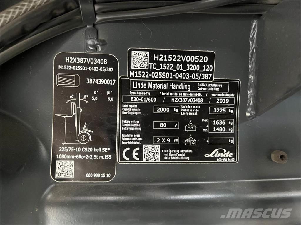 Linde E 20H-01/600 Elmotviktstruckar