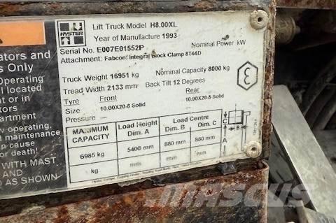 Hyster H 8.00 XL 5 Dieselmotviktstruckar