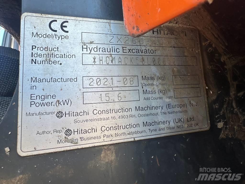 Hitachi ZX 26 U-6 Minigrävare < 7t