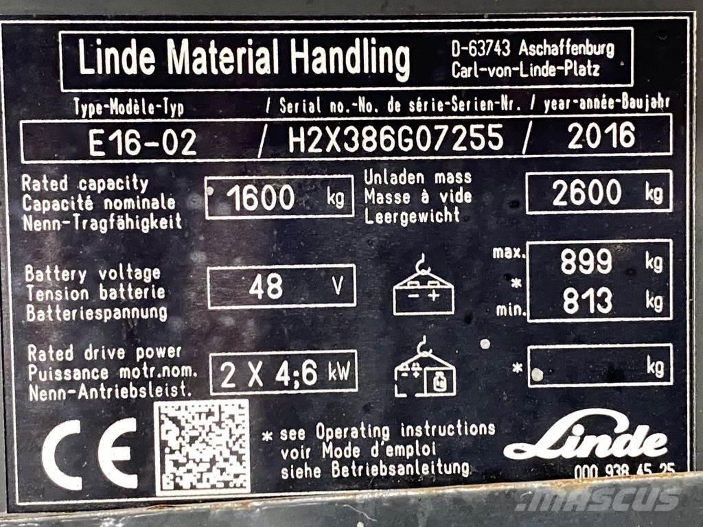 Linde E16-02 Elmotviktstruckar