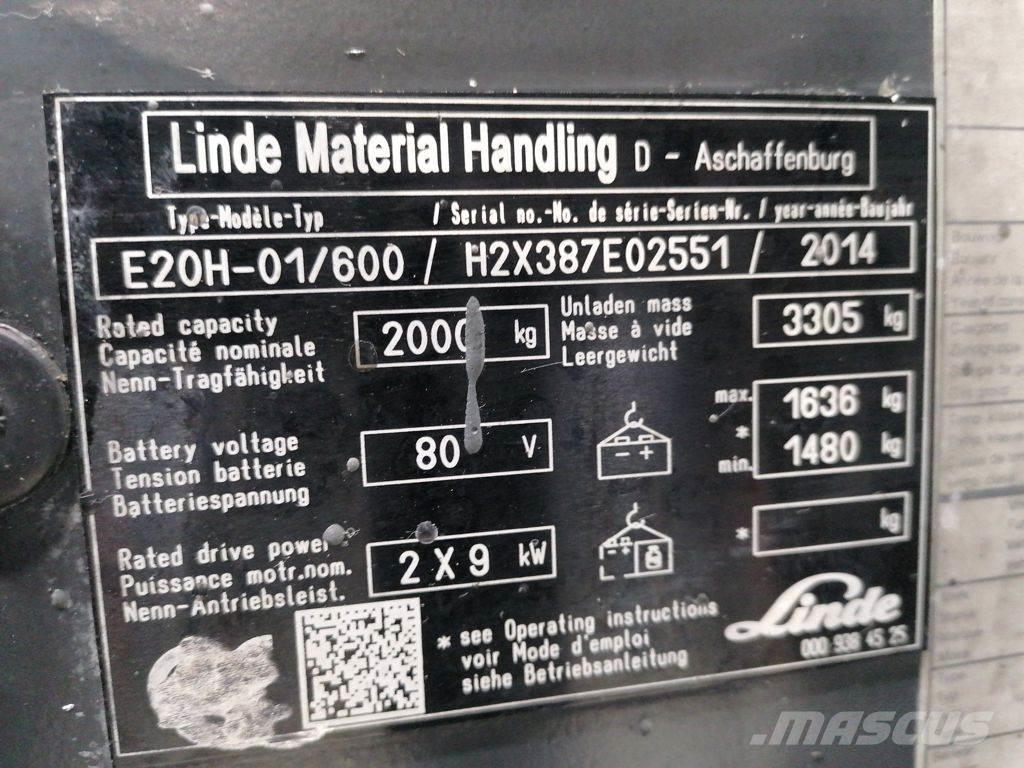 Linde E20H-01/600 Elmotviktstruckar