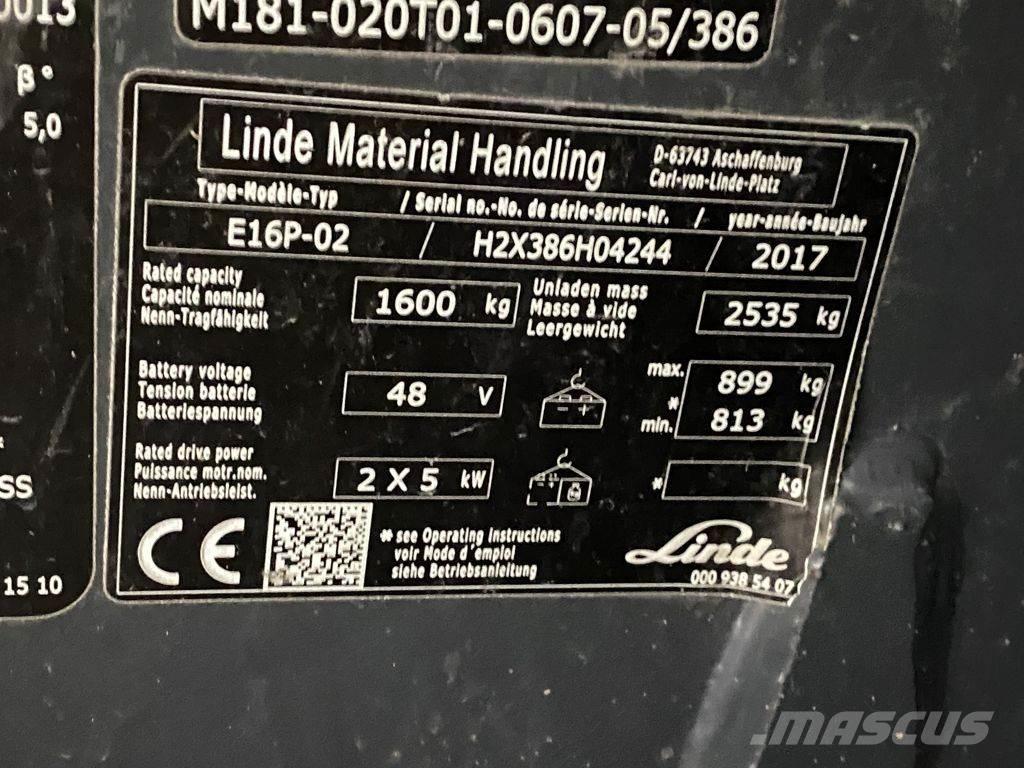 Linde E16P-02 Elmotviktstruckar