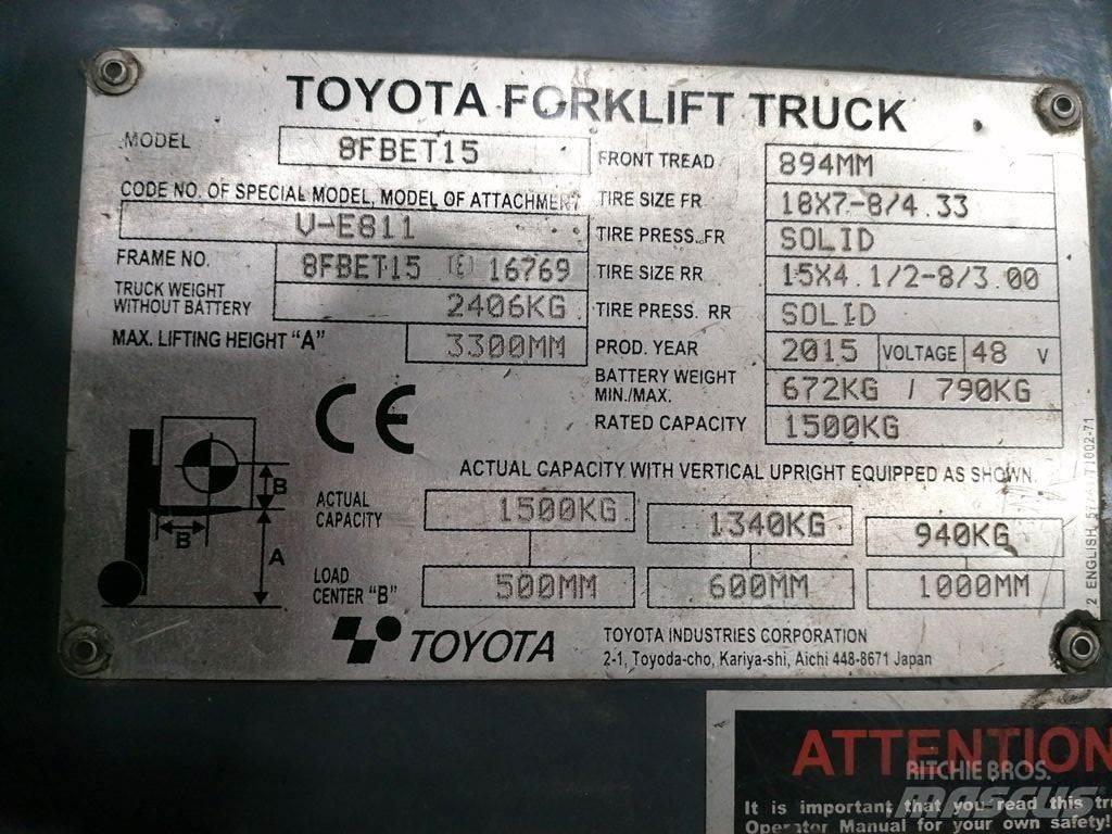 Toyota 8FBET15 Elmotviktstruckar