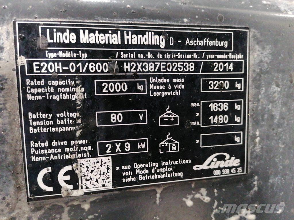 Linde E20H-01/600 Elmotviktstruckar