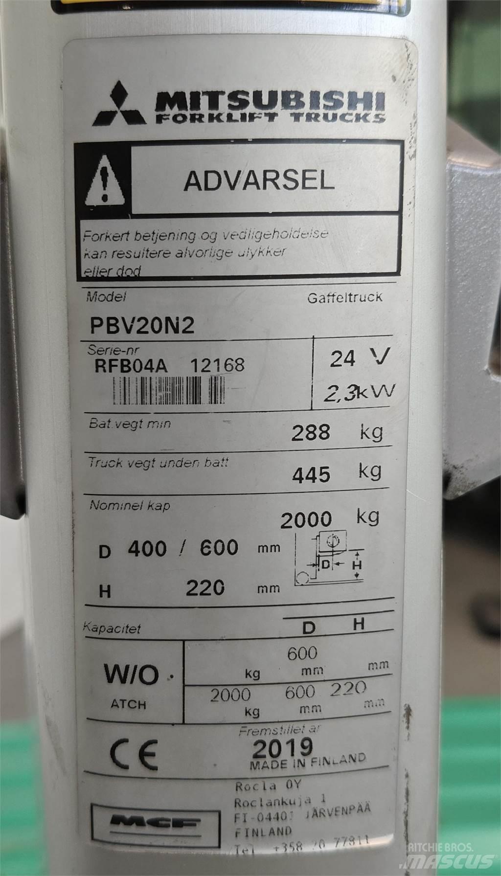Mitsubishi PBV20N2 Övriga motviktstruckar