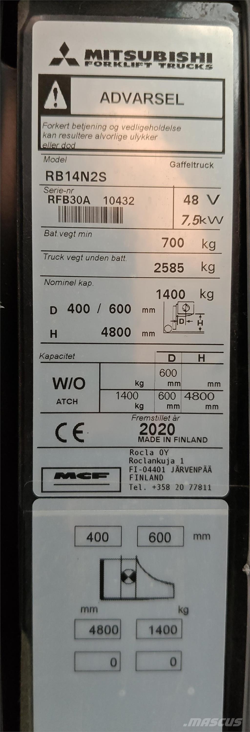 Mitsubishi RB14N2S Skjutstativtruck