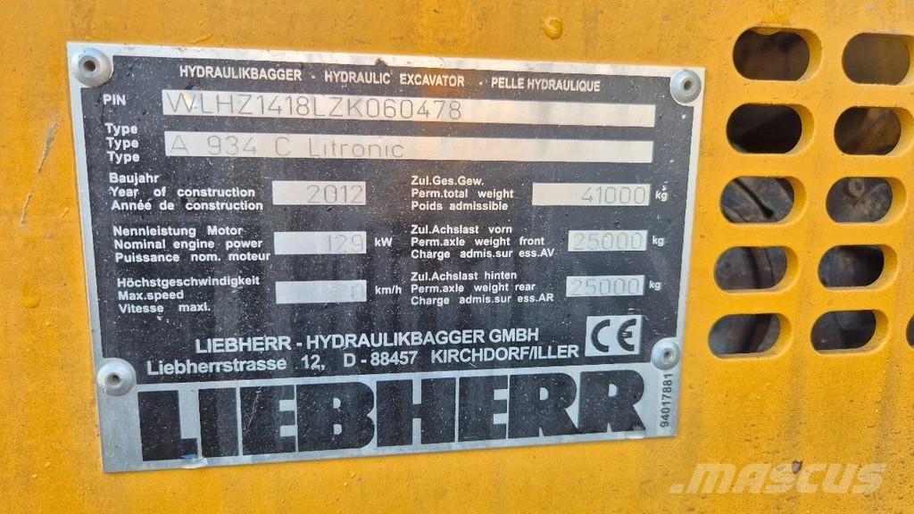 Liebherr A 934 C Avfalls / industri hantering