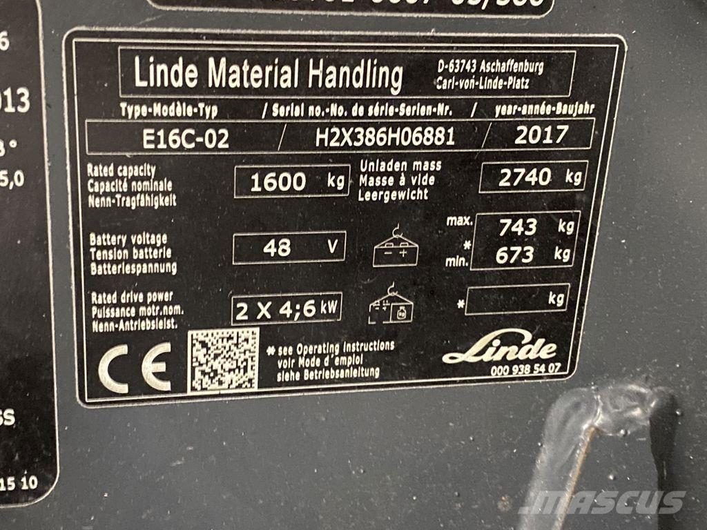 Linde E16C-02 Elmotviktstruckar