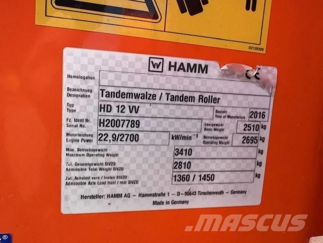 Hamm HD12 VV, Vält Tvåvalsvältar