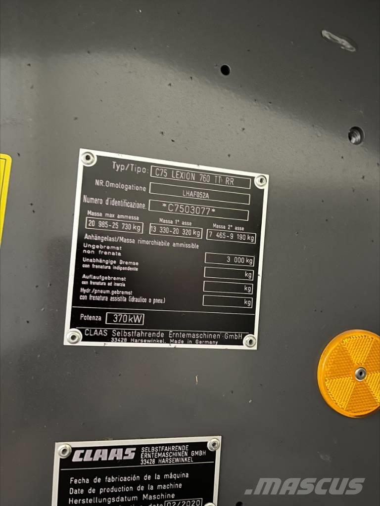 CLAAS Lexion 760 TT Skördetröskor