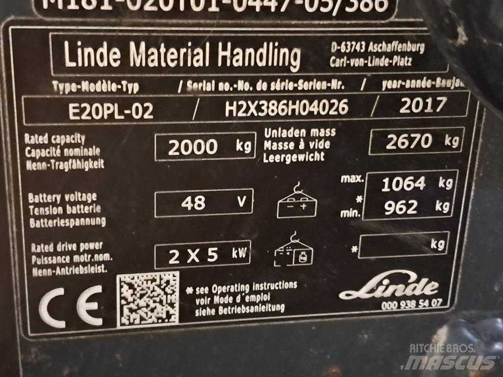 Linde E20PL-02 Elmotviktstruckar
