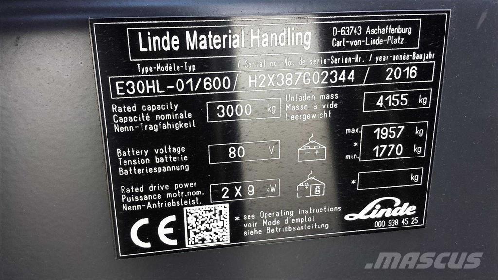 Linde E30/600HL Elmotviktstruckar