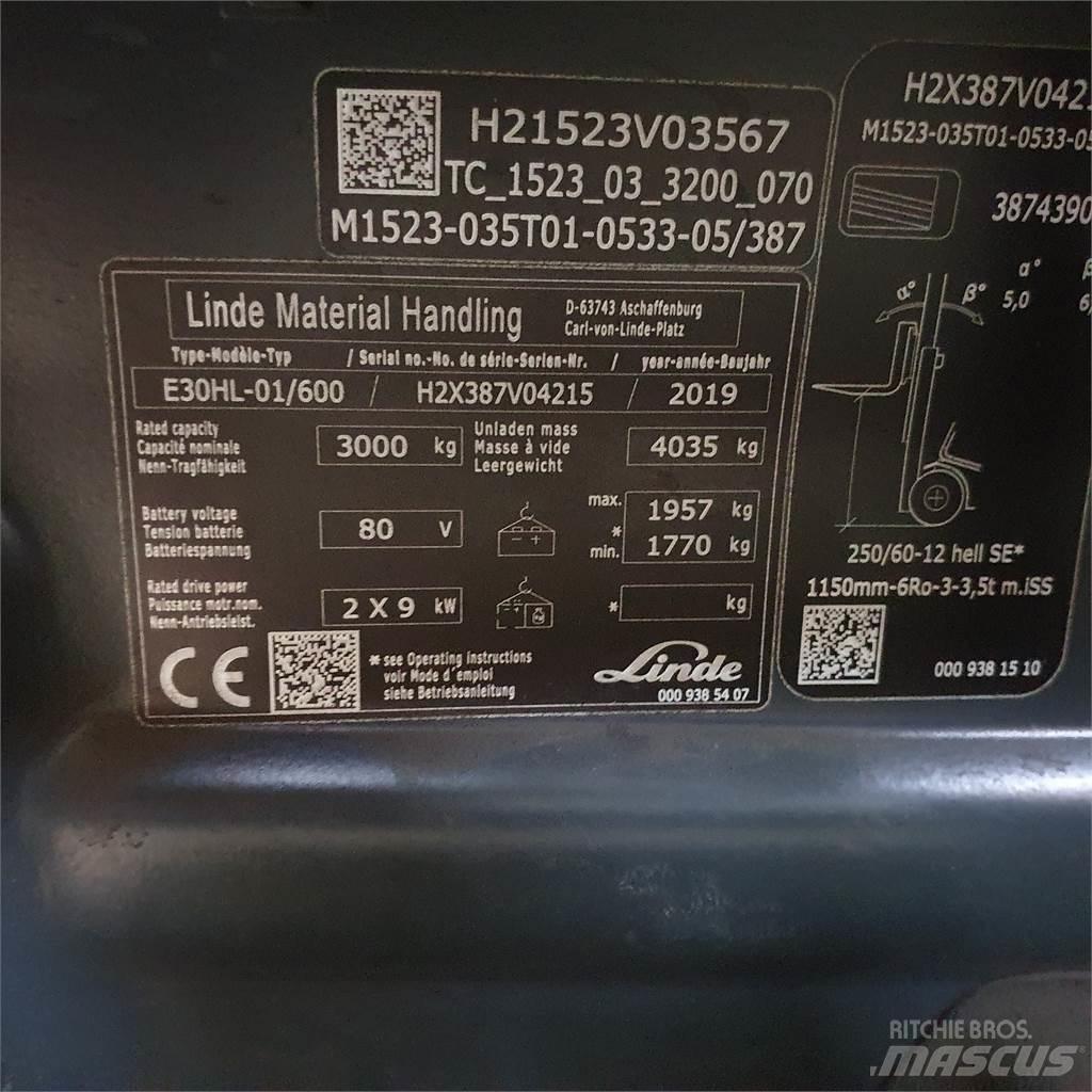 Linde E30/600HL Elmotviktstruckar
