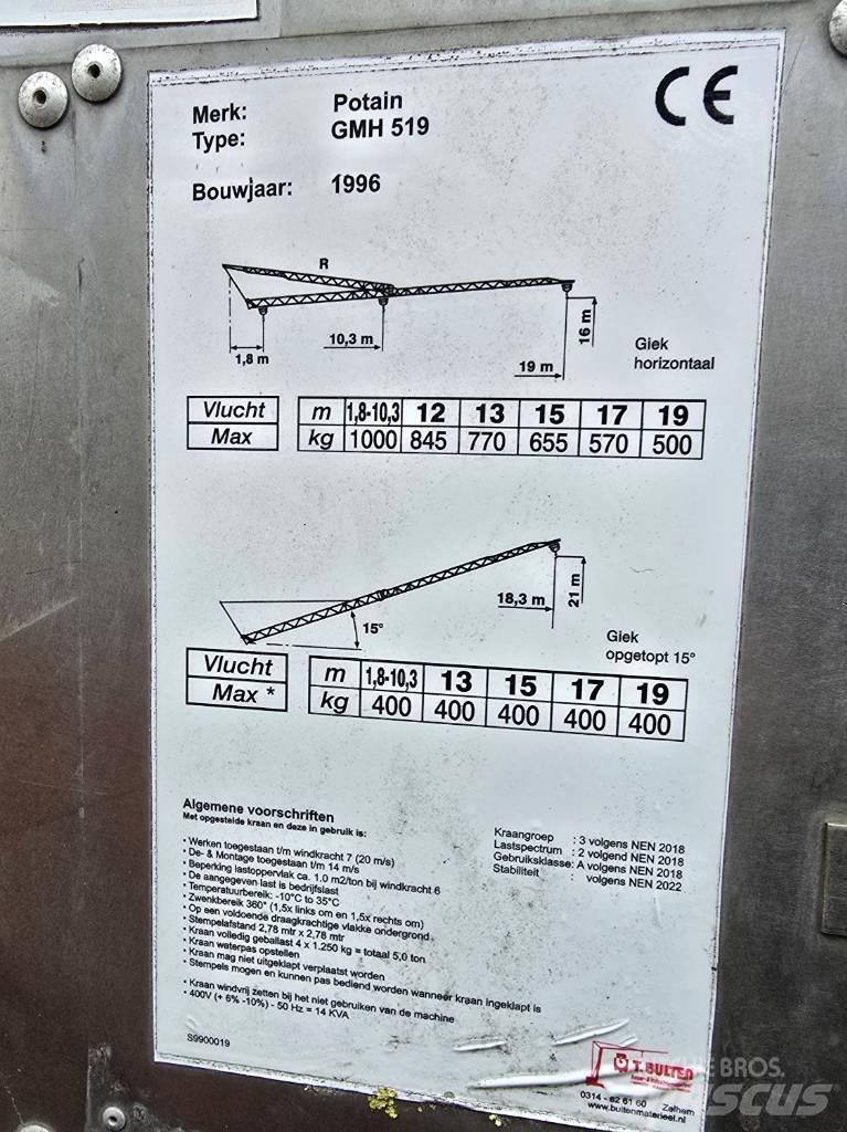 Potain GMH 519 Självstående kranar
