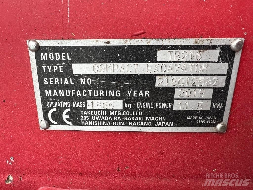 Takeuchi TB 216 Minigrävare < 7t