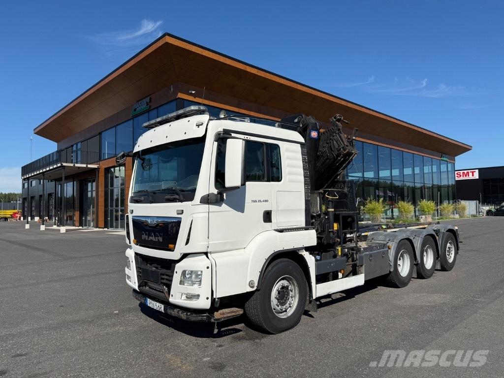 MAN Crane + hook lift Kranbilar