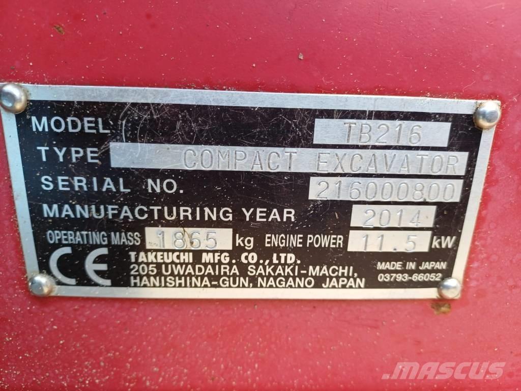 Takeuchi TB 216 Minigrävare < 7t