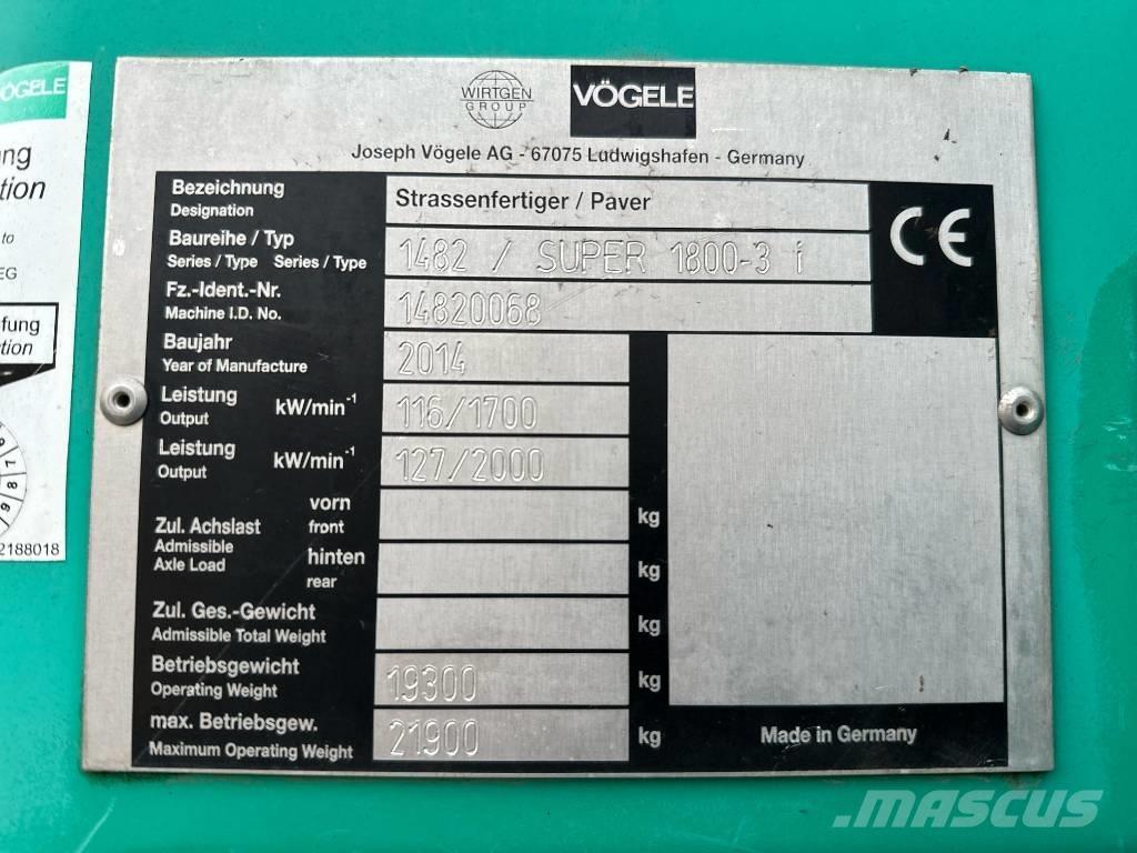 Vögele Super 1800-3i Asfaltsläggningsmaskiner