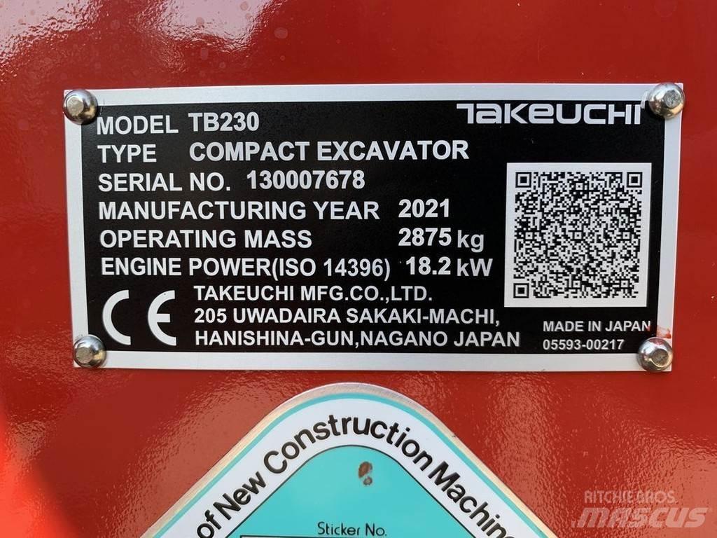 Takeuchi TB230 V3 Minigrävare < 7t