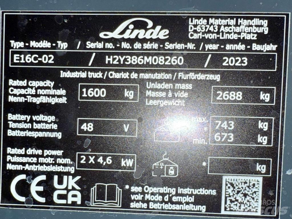 Linde E16C/386-02 Elmotviktstruckar