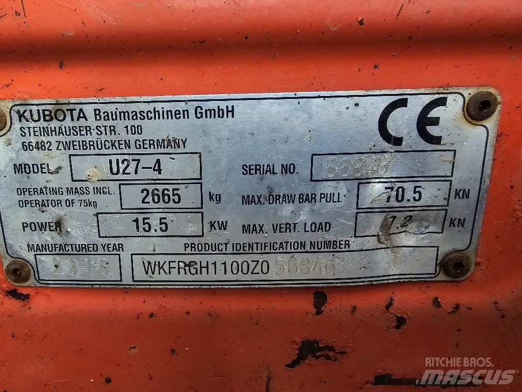 Kubota U 27-4 Minigrävare < 7t