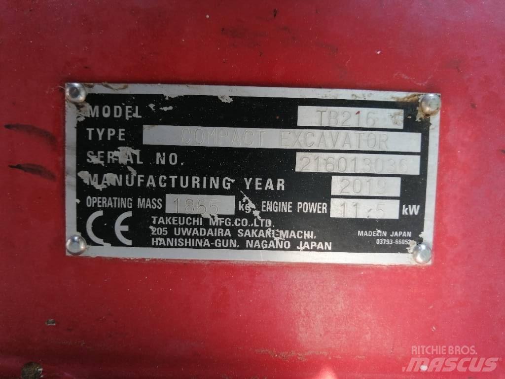 Takeuchi TB 216 Minigrävare < 7t