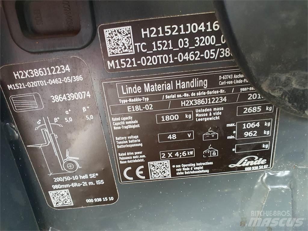 Linde E18L Elmotviktstruckar