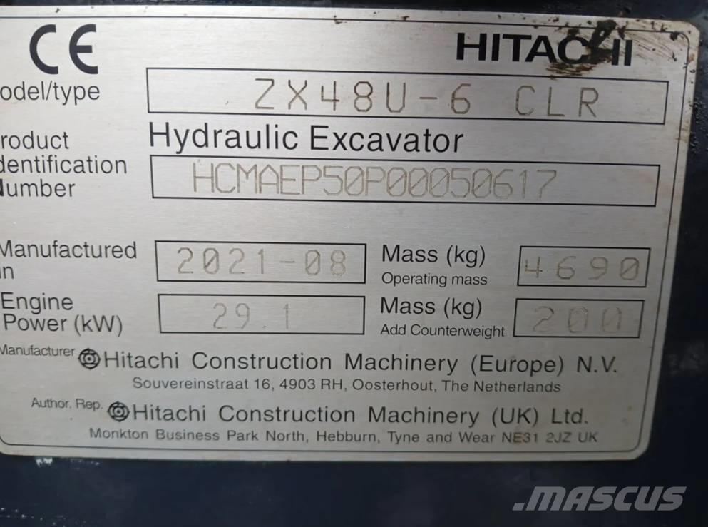 Hitachi ZX 48 U Minigrävare < 7t