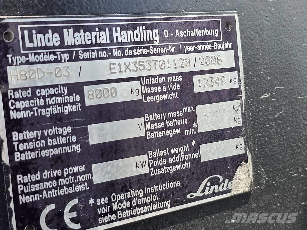 Linde H80D-03 Dieselmotviktstruckar