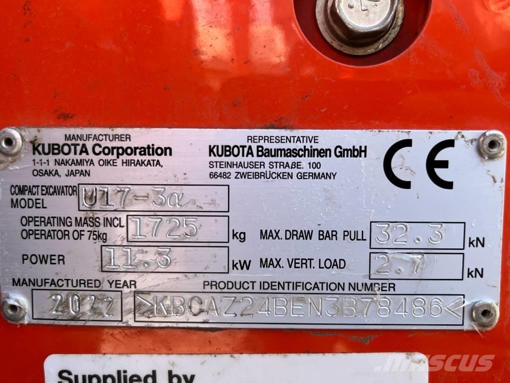 Kubota U 17-3 Minigrävare < 7t