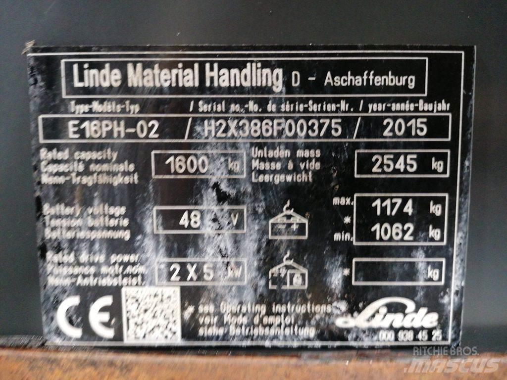 Linde E16PH-02 Elmotviktstruckar