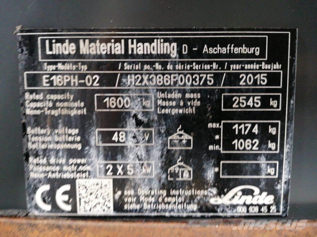 Linde E16PH-02 Elmotviktstruckar