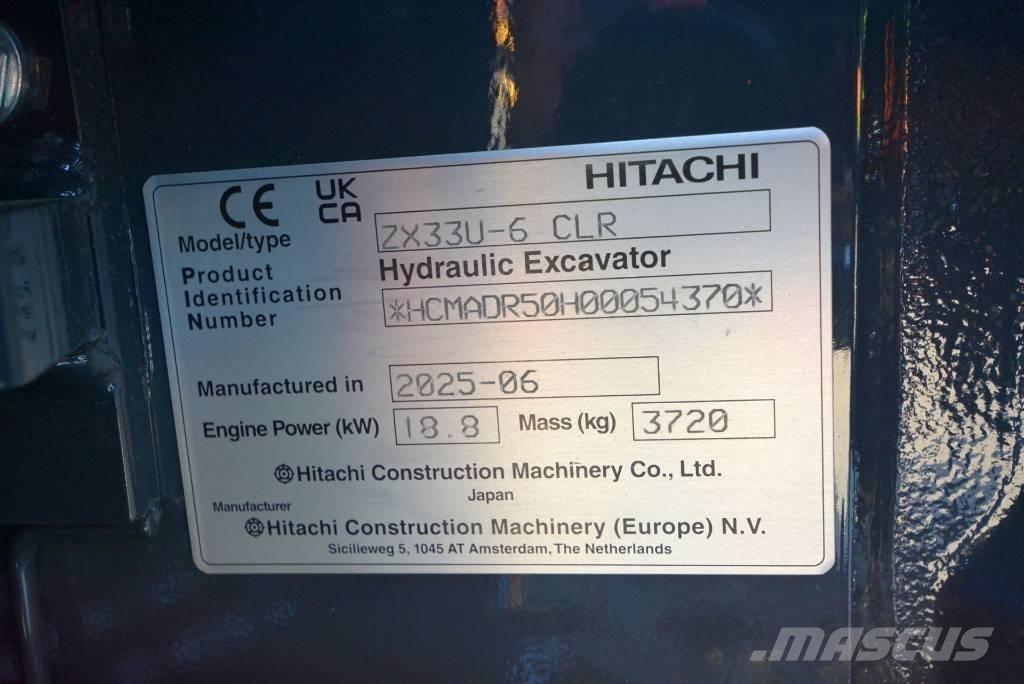Hitachi ZX 33 U-6 Minigrävare < 7t