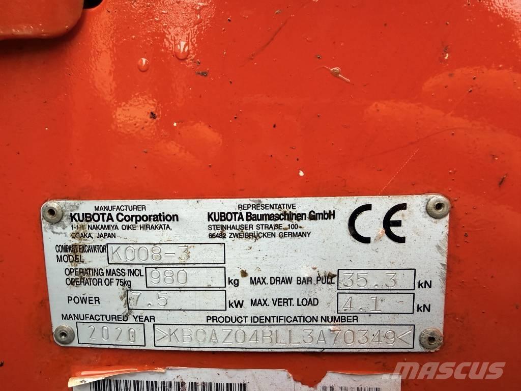 Kubota K 008-3 Minigrävare < 7t