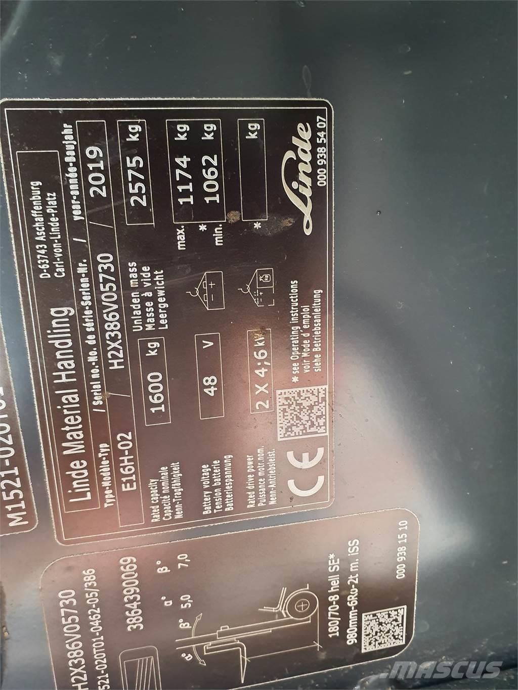 Linde E16 Elmotviktstruckar