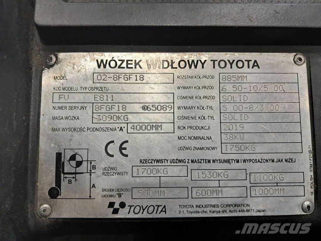 Toyota 02-8FGF18 Gasolmotviktstruckar