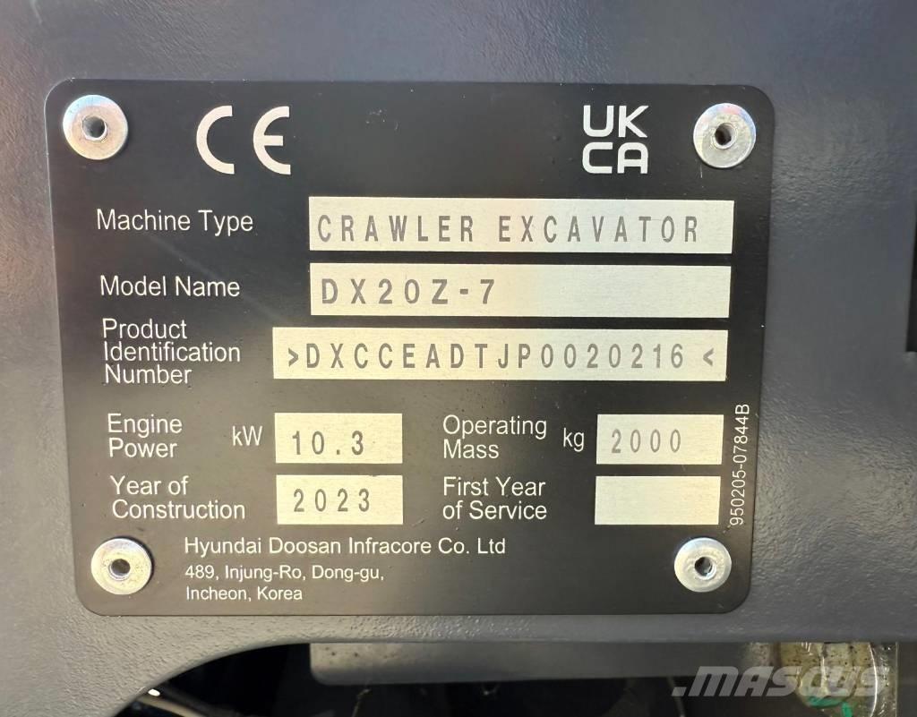 Doosan DX 20 Z-7 Minigrävare < 7t