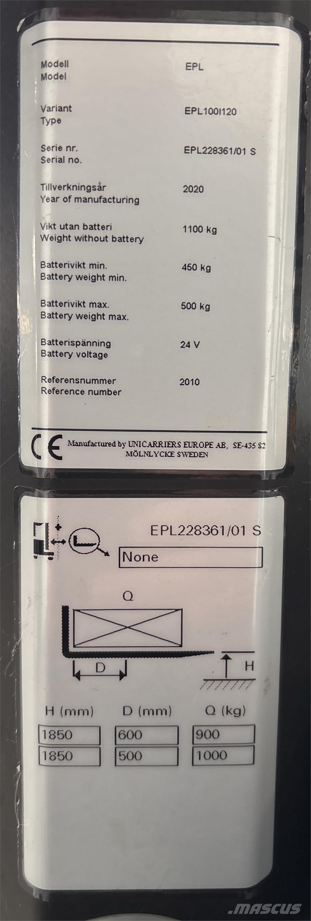 UniCarriers EPL100 Plocktruck, låglyftande