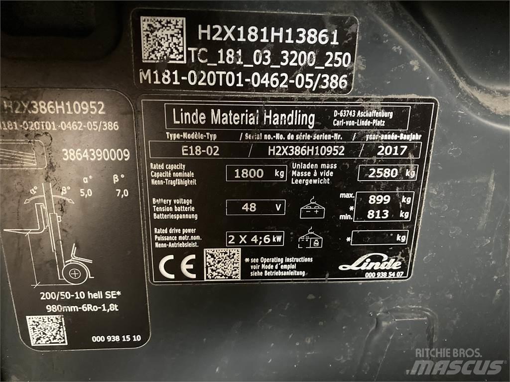 Linde E18 Elmotviktstruckar