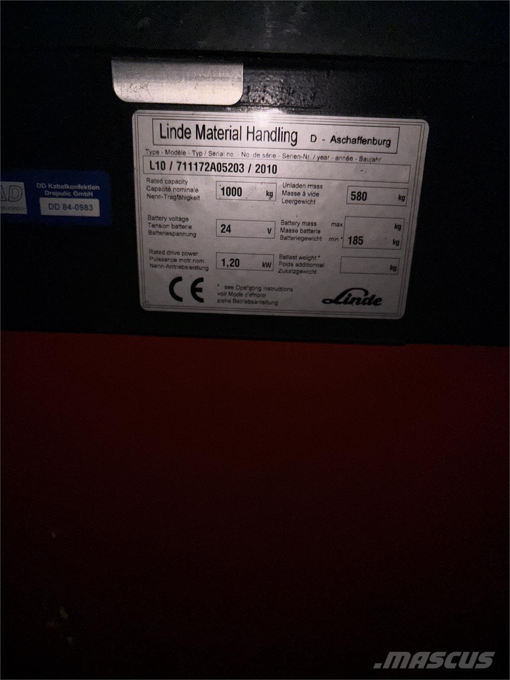 Linde L10 defekt Staplare