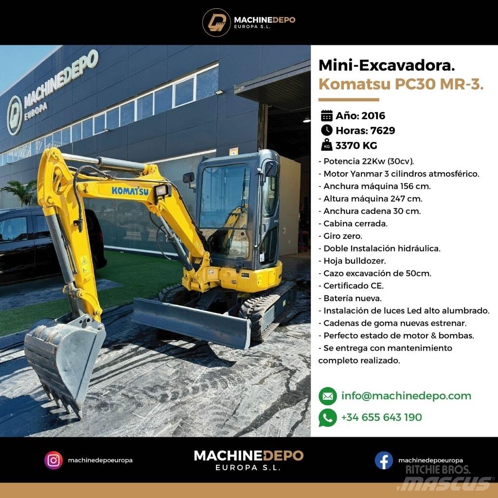 Komatsu PC 30 MR-3 Minigrävare < 7t