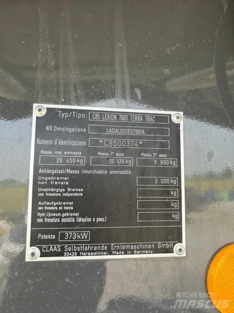 CLAAS LEXION 7600 TT Skördetröskor