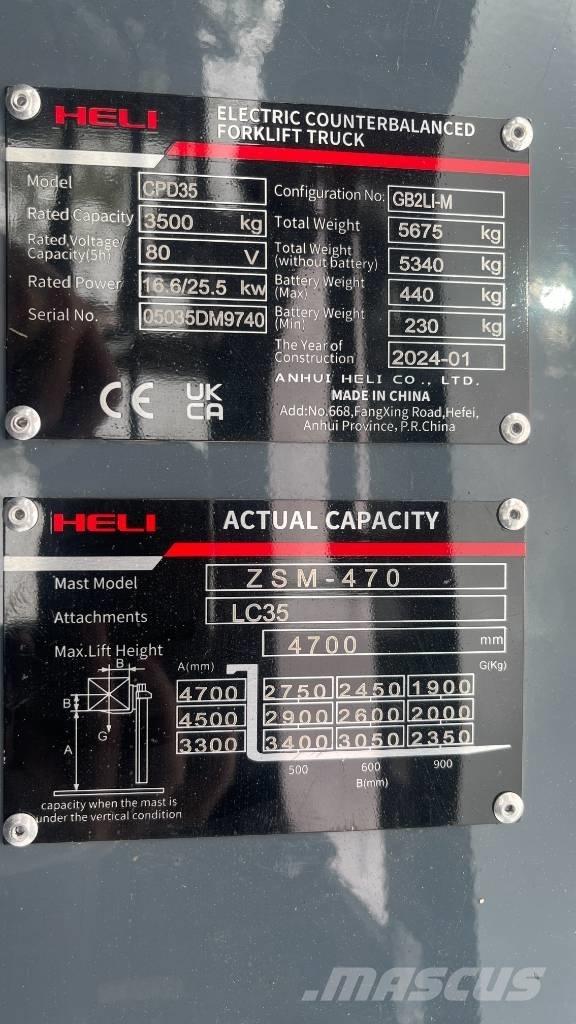 Heli CPD35-GB2LI-M Elmotviktstruckar
