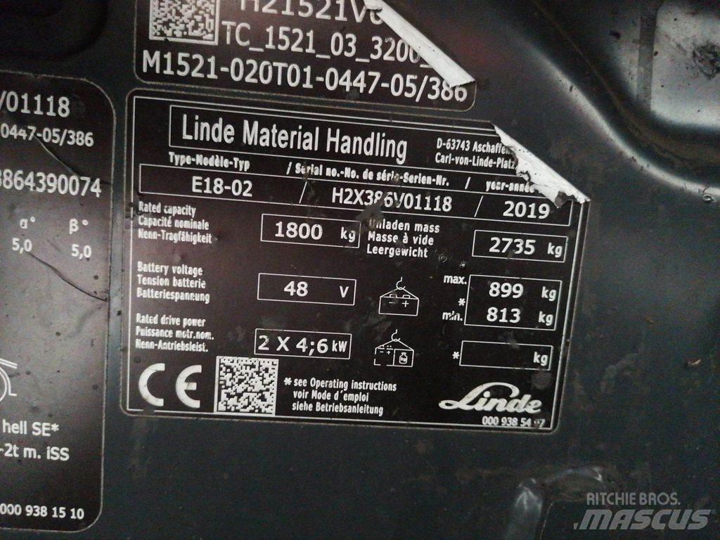 Linde E18-02 Elmotviktstruckar