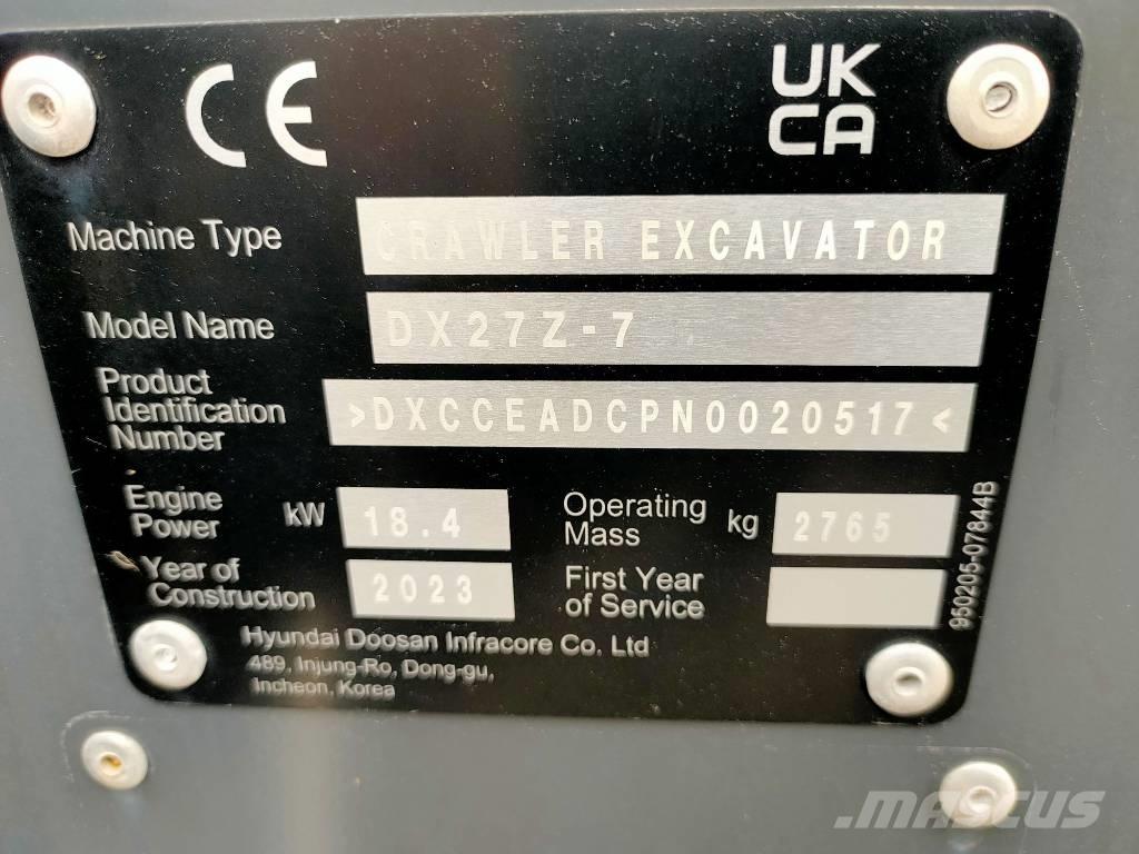 Doosan DX 27 Z Minigrävare < 7t