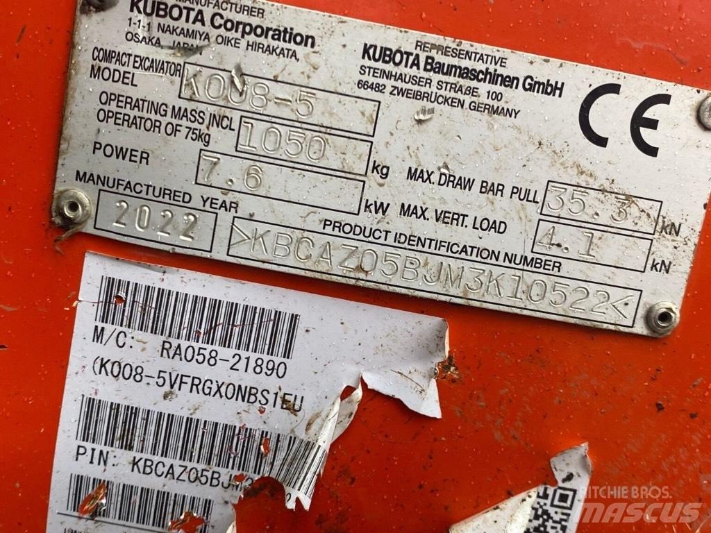 Kubota K008-5 Minigrävare < 7t