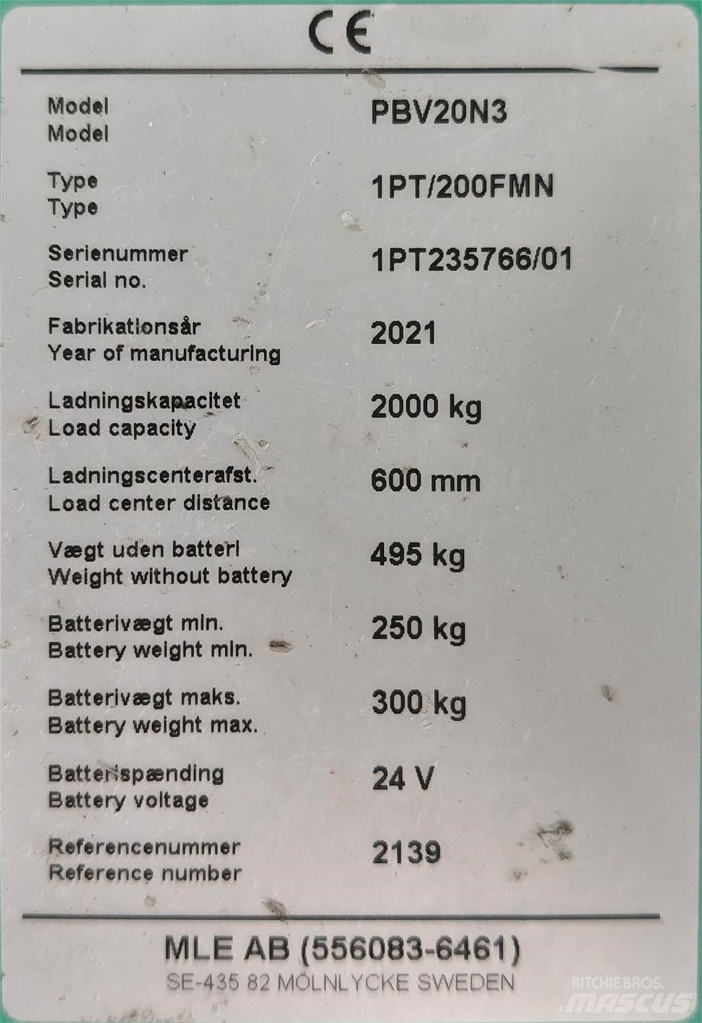 Mitsubishi PBV20N3 Övriga motviktstruckar