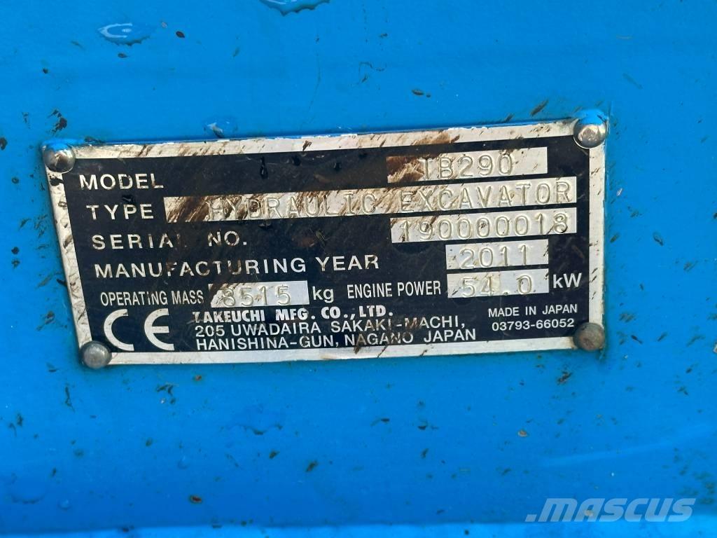 Takeuchi TB 290 Midigrävmaskiner 7t - 12t