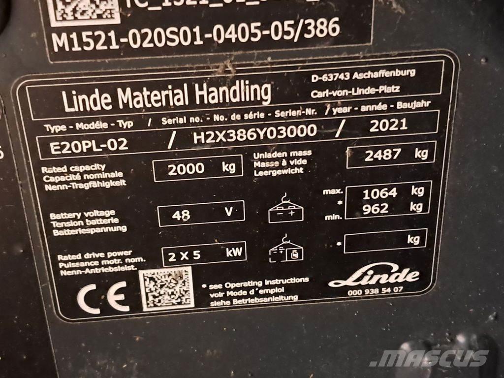 Linde E20PL-02 Elmotviktstruckar
