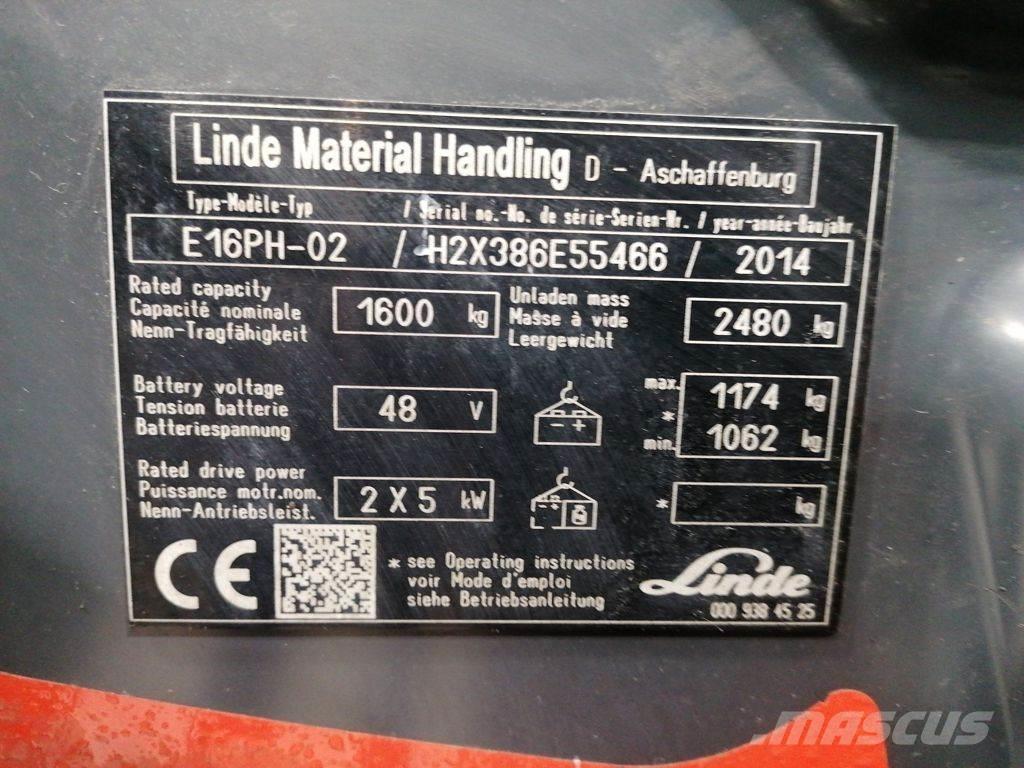 Linde E16PH-02 Elmotviktstruckar